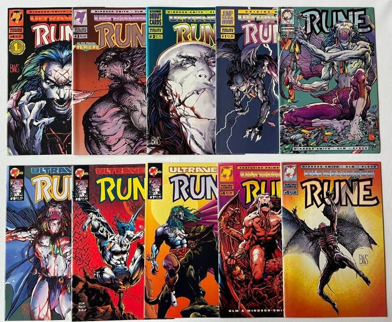 Rune 0-9 (1994 Marvel / Ultraverse Now Marvel Earth-93060 / Art By Barry Windsor-Smith / Complete Series)