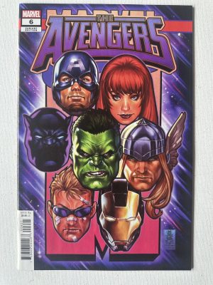 Avengers 6 Cornerbox Variant Cover By Mark Brooks (2023 Series / Marvel Comics)