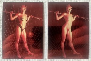 John Bolton Vampire Collection Demoness With Pitchfork 1994 Chromium Promo Card Set Of 2 One Nude One With Swimsuit