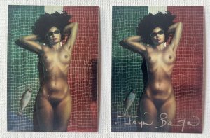 John Bolton Vampire Collection Vampress On Beach 1994 Chromium Promo Card Set Of 2 One Normal One Signed By Bolton